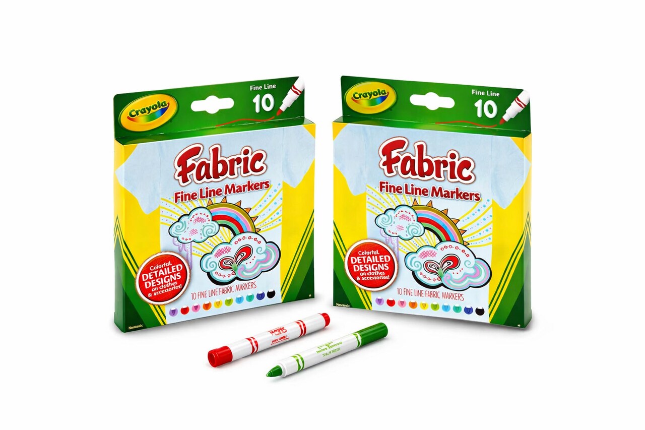 Crayola Fabric Markers, Fine Line, 10 Count – Permanent Fabric Markers for Shirts, Totes & Crafts